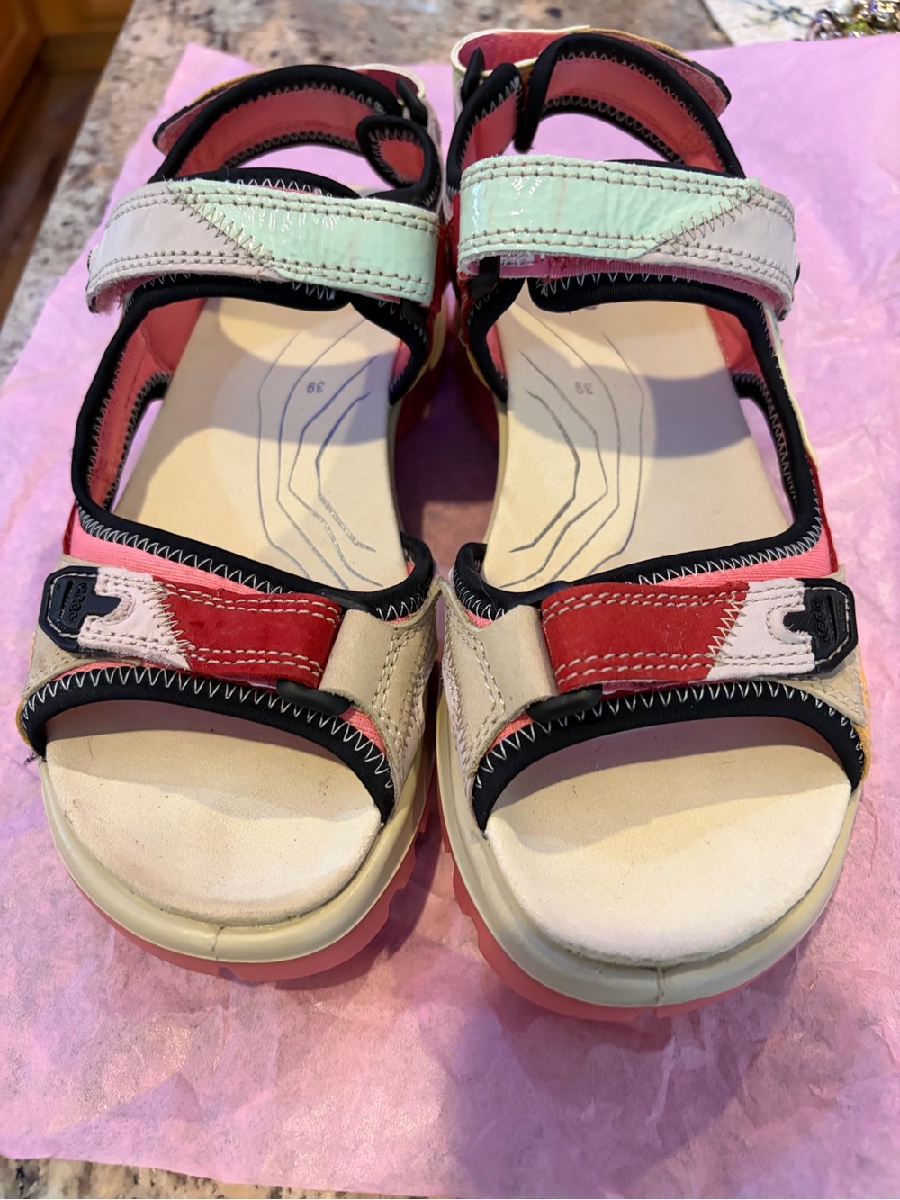 Women’s Multi-Color Ecco Sandals - Pink, Red, yellow and tan
